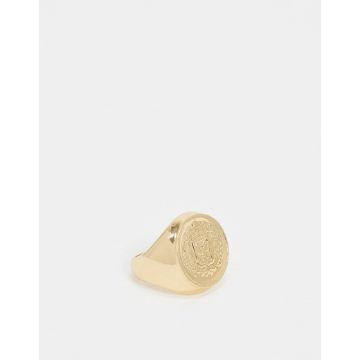 DesignB – Sygnet na grubej obrączce w kolorze złota-Złoty Designb London  S/M Asos Poland
