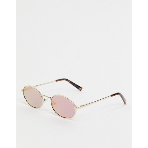 Le Specs – Złote okrągłe okulary przeciwsłoneczne z lustrzanymi szkłami-Złoty Le Specs  One Size Asos Poland