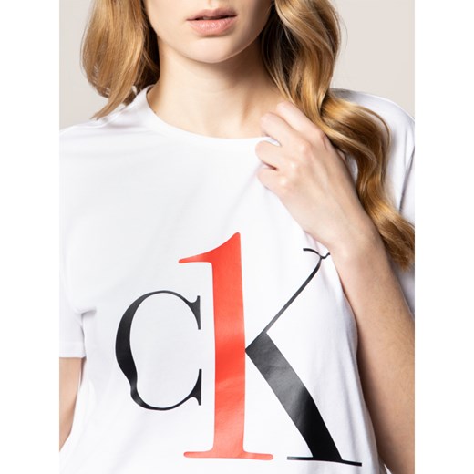 Bluzka damska biała Calvin Klein Underwear z krótkimi rękawami z napisami 