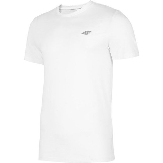 Biały t-shirt chłopięce 4F z krótkimi rękawami bawełniany 