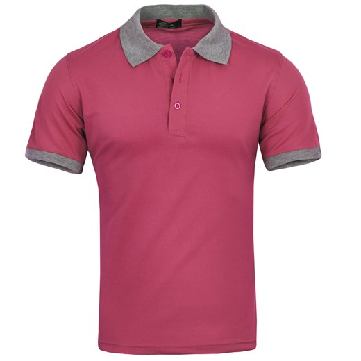 Koszulka polo męska różowa slim Recea