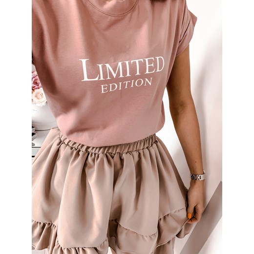 Różowa bluzka damska L'Amour z okrągłym dekoltem z krótkim rękawem 