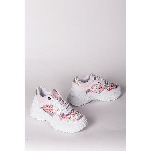 Sneakersy damskie na platformie w kwiaty 