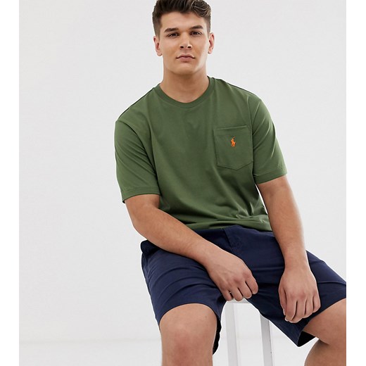 Polo Ralph Lauren – Big & Tall – Oliwkowy T-shirt z logo przedstawiającym gracza w polo-Zielony Polo Ralph Lauren  L Asos Poland
