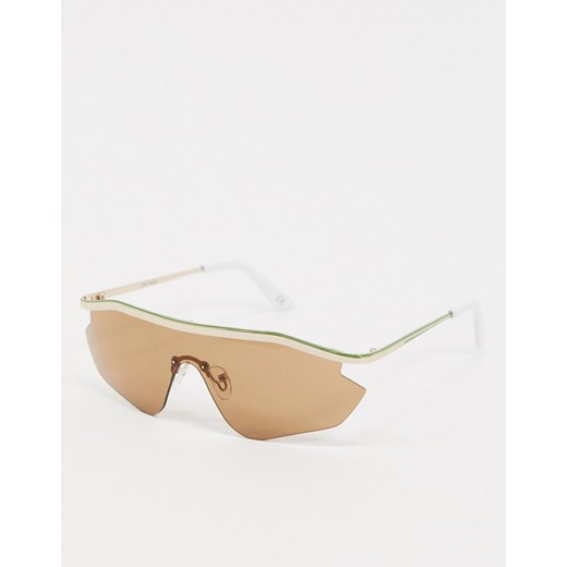 ASOS DESIGN – Metalowe okulary przeciwsłoneczne typu visor w kolorze złotym Asos  One Size Asos Poland