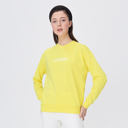Sinsay - Jednokolorowa bluza z napisem - Żółty  Sinsay L 