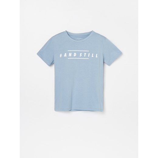 Reserved - Bawełniany t-shirt z nadrukiem - Niebieski  Reserved 146 