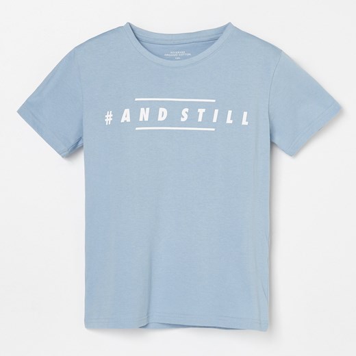 Reserved - Bawełniany t-shirt z nadrukiem - Niebieski Reserved  140 