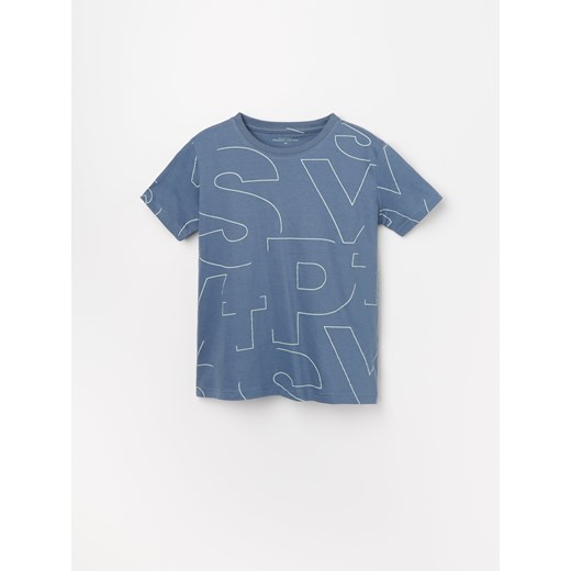 Reserved - Bawełniany t-shirt z nadrukiem - Niebieski  Reserved 158 
