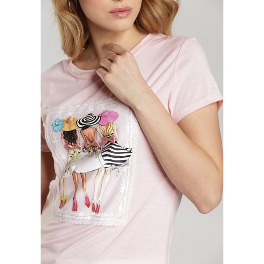 Jasnoróżowy T-shirt Kleora Renee  M/L Renee odzież