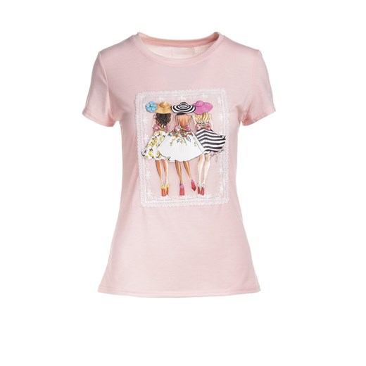 Jasnoróżowy T-shirt Kleora  Renee S/M Renee odzież