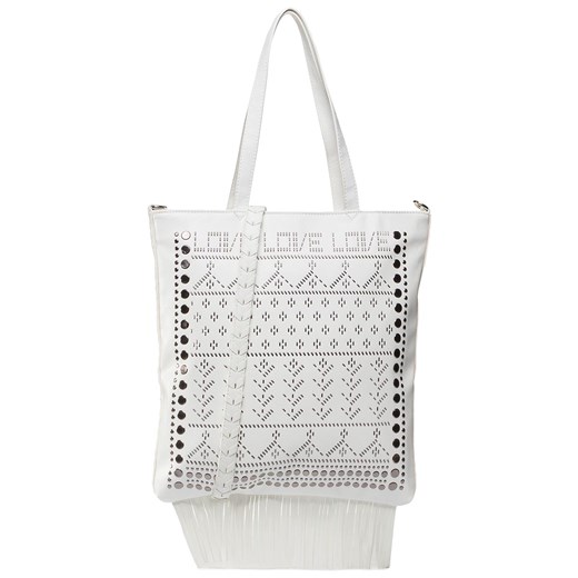 Shopper bag biała Desigual na ramię ze zdobieniami w stylu młodzieżowym 