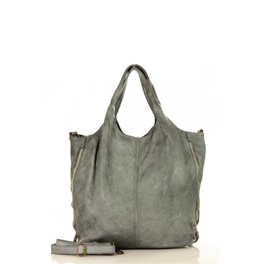 Pojemna torebka shopper bag z rozpinanymi bokami old pelle lavata Marco Mazzini V48F Grey  Mazzini uniwersalny Bomawika