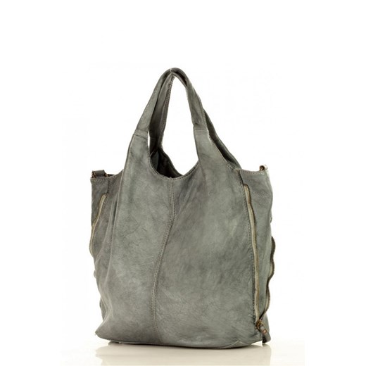 Pojemna torebka shopper bag z rozpinanymi bokami old pelle lavata Marco Mazzini V48F Grey  Mazzini uniwersalny Bomawika