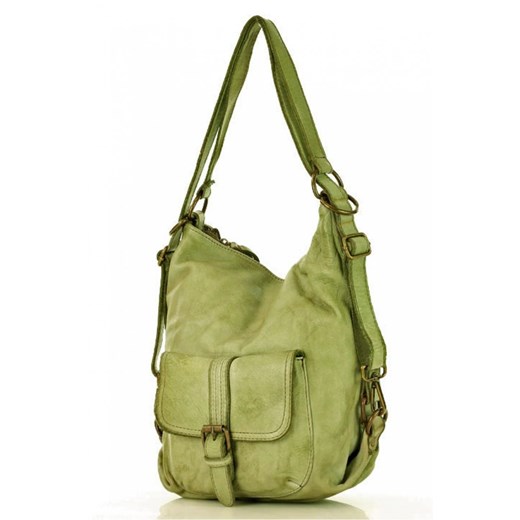 Skórzana torebka plecak old pelle lavata Marco Mazzini V49G Green Pistacja Mazzini  uniwersalny Bomawika