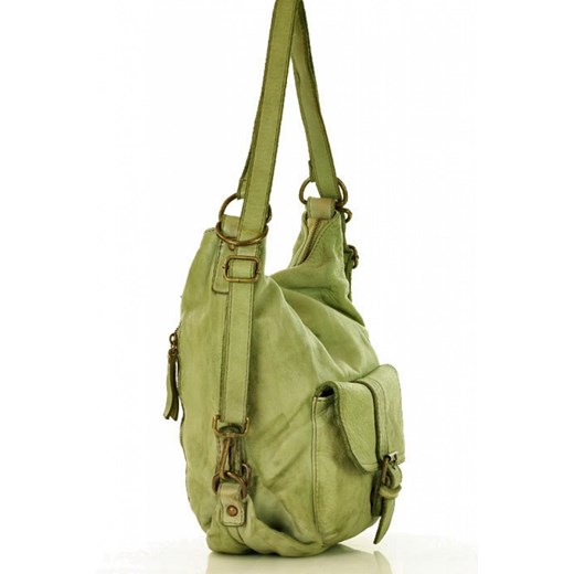Skórzana torebka plecak old pelle lavata Marco Mazzini V49G Green Pistacja  Mazzini uniwersalny Bomawika