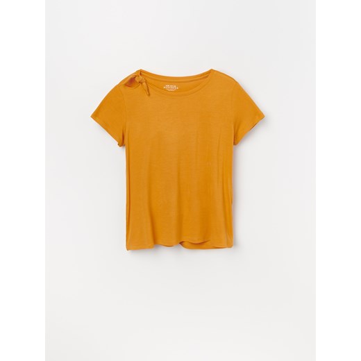 Reserved - T-shirt z ozdobnym wiązaniem - Żółty Reserved  140 
