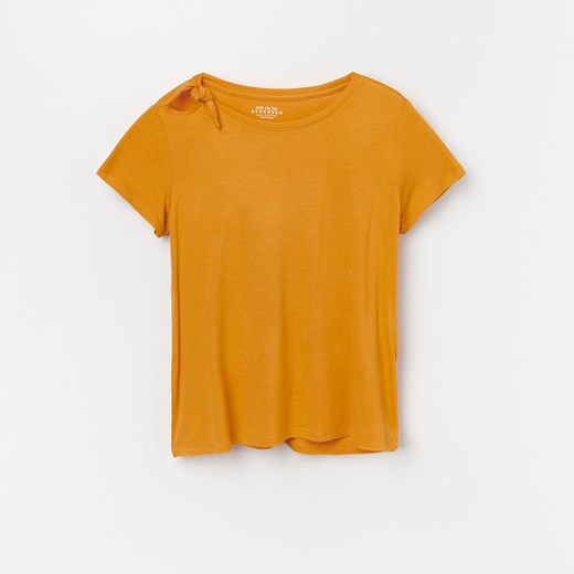 Reserved - T-shirt z ozdobnym wiązaniem - Żółty  Reserved 110 