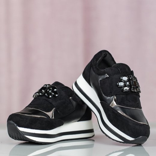 Czarne buty sportowe na platformie Celassema - Obuwie  Royalfashion.pl 40 