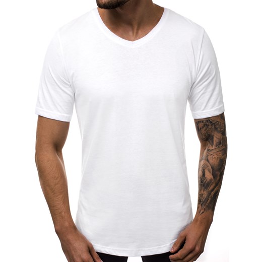 T-shirt męski Ozonee casualowy biały z krótkim rękawem 