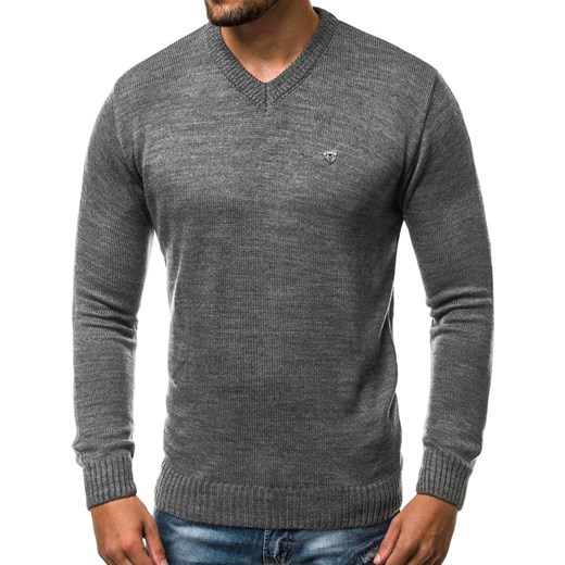 Sweter męski szary Ozonee.pl bez wzorów