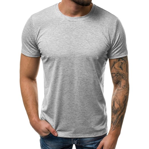 T-shirt męski Ozonee z krótkim rękawem szary gładki 