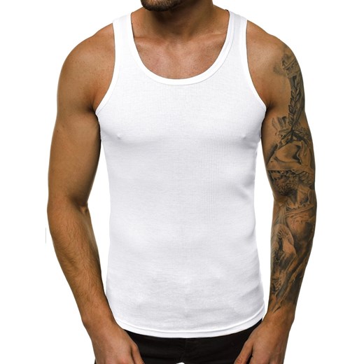 Koszulka bez rękawów męska biała OZONEE JS/NB002 ze sklepu ozonee.pl w kategorii T-shirty męskie - zdjęcie 82450326