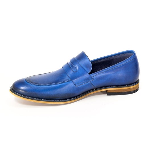 Niebieskie buty eleganckie męskie Duo-men jesienne 