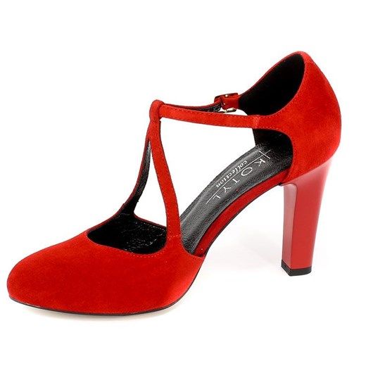 Sandały damskie Kotyl czerwone z zamszu 