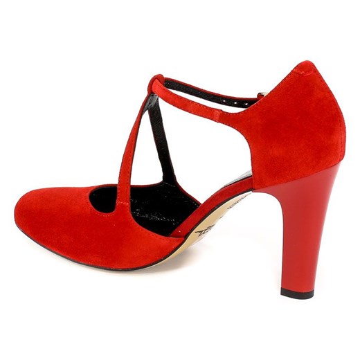 Sandały damskie Kotyl czerwone z zamszu 