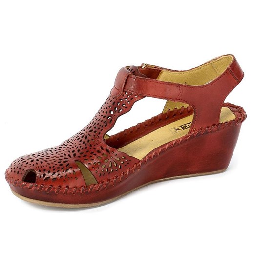 Sandały damskie Pikolinos czerwone skórzane 