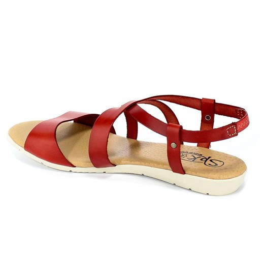 Sandały damskie czerwone Spk Shoes na lato 