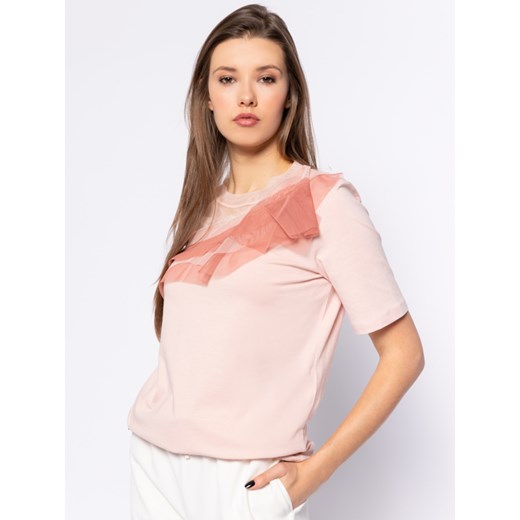 Różowa bluzka damska Max & Co. z okrągłym dekoltem 