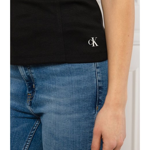 Bluzka damska Calvin Klein gładka w stylu boho z gorsetowym dekoltem 