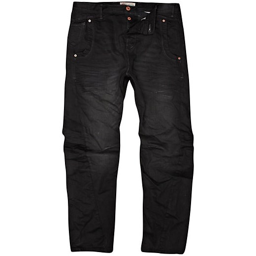 Black Curtis slouch jeans river-island czarny jeans