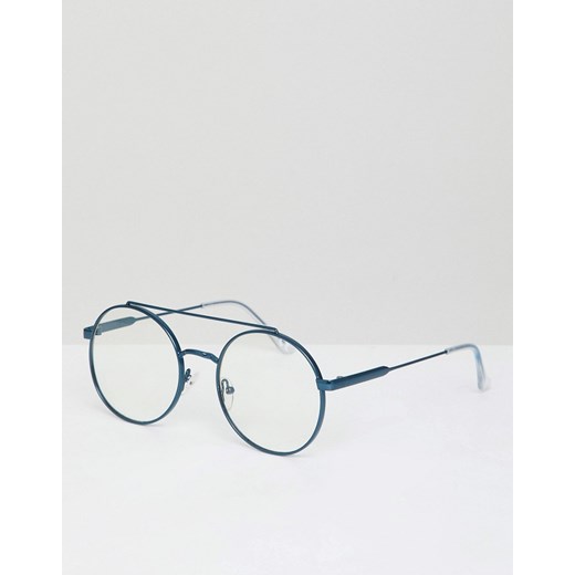 Jeepers Peepers – Niebieskie, okrągłe okulary z przezroczystymi soczewkami Jeepers Peepers  No Size Asos Poland