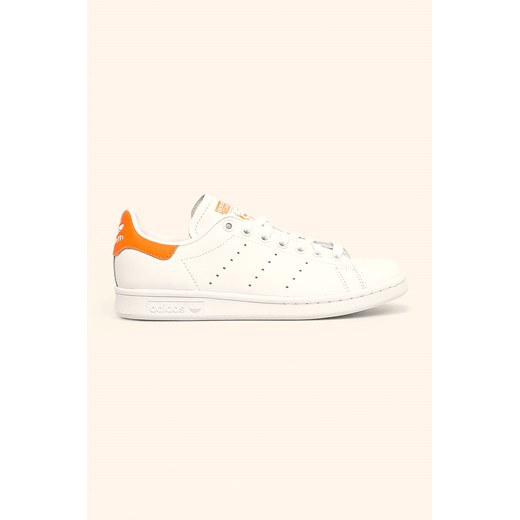 Buty sportowe damskie białe Adidas Originals na wiosnę sznurowane bez wzorów na płaskiej podeszwie skórzane 