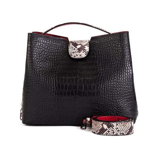 Mia Tomazzi Skórzana torebka "Bagolino" w kolorze czarnym - 31 x 26 x 13 cm