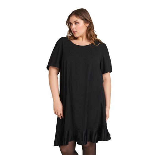 Sukienka czarna Zizzi z krótkim rękawem mini z okrągłym dekoltem 