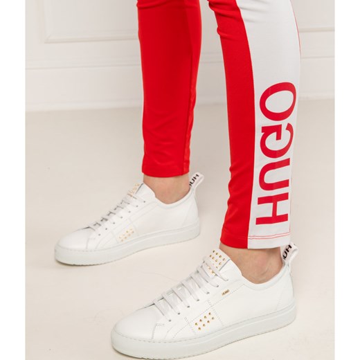 Spodnie damskie Hugo Boss czerwone bez wzorów 