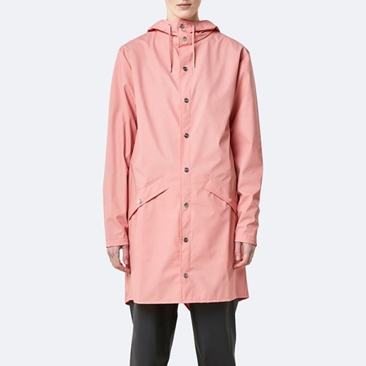 Różowy płaszcz damski Rains casual bez wzorów 
