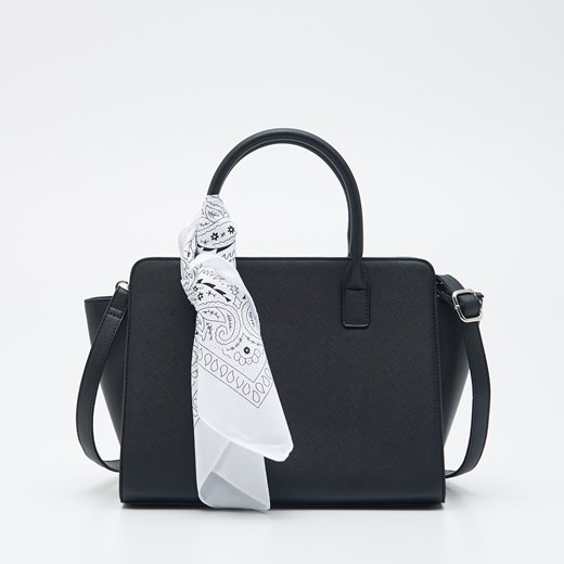 Sinsay - Torebka shopper z chustą - Czarny Sinsay One Size