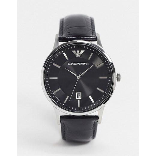 Emporio Armani – Zegarek z czarnym skórzanym paskiem AR11186