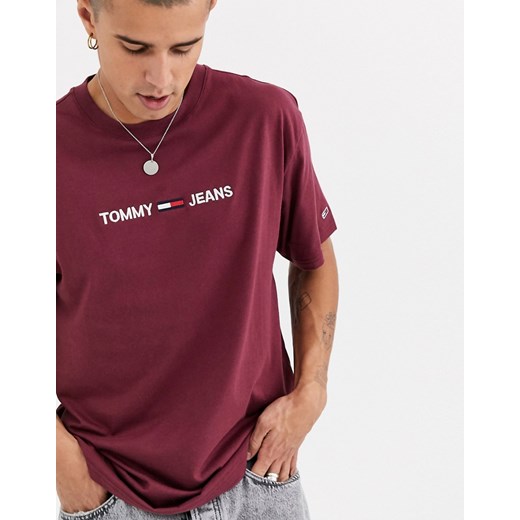 Tommy Jeans – Bordowy T-shirt z logo na klatce piersiowej-Czerwony  Tommy Jeans L Asos Poland