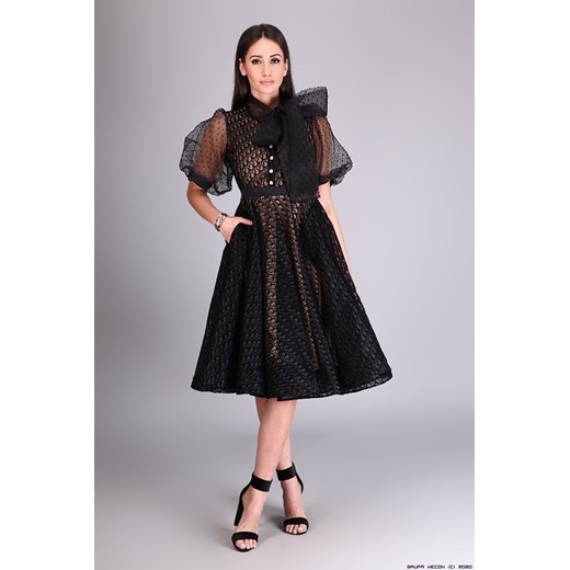 sukienka behcetti italia ** sukienka w tkaninie diorowskiej z aksamitu- tiul Behcetti Italia XS LUXURYONLINE