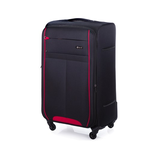 Duża walizka miękka L Solier STL1311 czarno-czerwona Solier Luggage   torebki-skorzane.pl