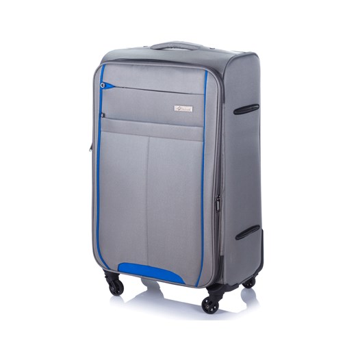 Średnia walizka miękka M Solier STL1311 szaro-niebieska Solier Luggage   torebki-skorzane.pl