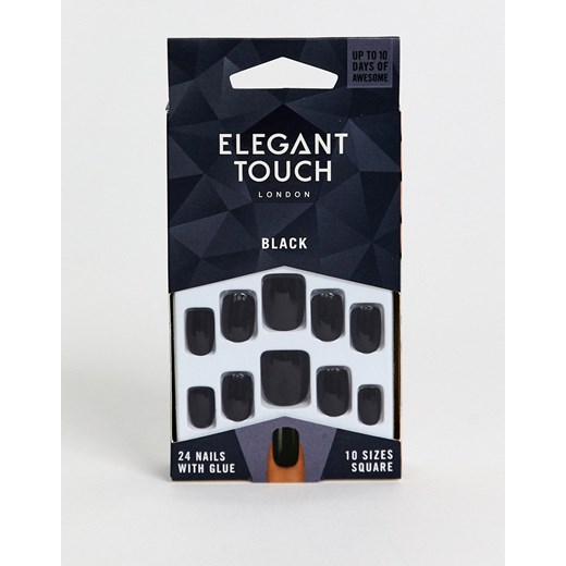 Elegant Touch - Sztuczne kwadratowe paznokcie-Czarny