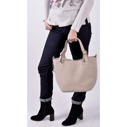 Shopper bag Designs Fashion szara na ramię bez dodatków matowa 