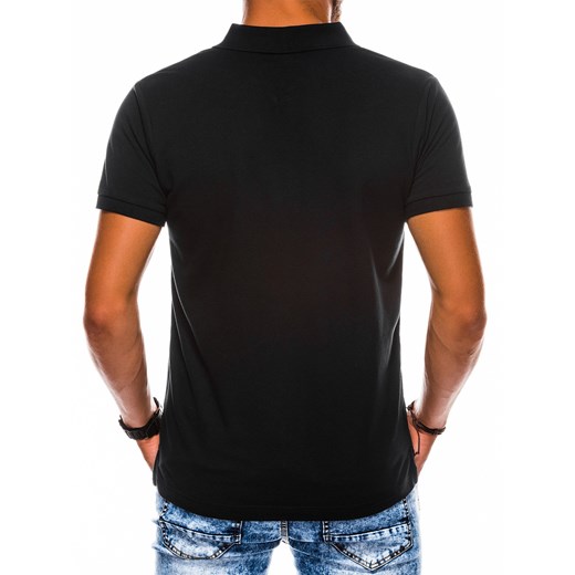 Koszulka męska Polo bez nadruku S1048 - czarna
